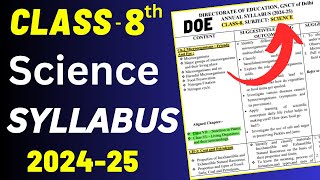 Class 8 Science Syllabus 202425  Science Syllabus Class8  Ncert Delhi [upl. by Gredel]