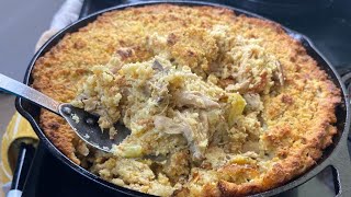 BEST SOUTHERN CORNBREAD CHICKEN AND DRESSING Recipe How to make Chicken and Dressing Soul Food [upl. by Mellette331]