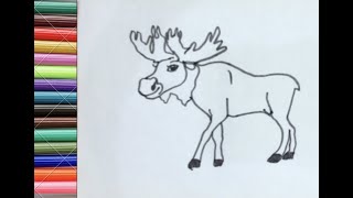 How to draw a a Elk easy [upl. by Mettah]