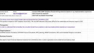 SAP Analytics Cloud SAC  How to Import S4HANA Master data and Hierarchies to SAC Dimension [upl. by Yetnruoc]