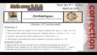 correction des exercices arithmétiques pour 3eme math daprès le manuel scolaire [upl. by Merkle]