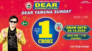 DEAR YAMUNA SUNDAY WEEKLY DEAR 1 PM ONWARDS DRAW DATE 29122024 NAGALAND STATE LOTTERIES [upl. by Grata]