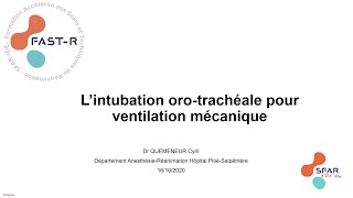 Lintubation orotrachéale pour la ventilation mécanique [upl. by Burleigh]