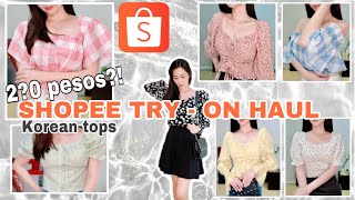 SHOPEE HAUL INSTAGRAMABLE KOREAN TOPS  Shopee try on haul [upl. by Frederik388]