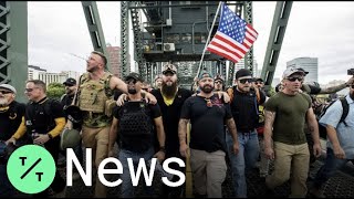 RightWing Groups AntiFascist Protesters Swarm Downtown Portland [upl. by Salhcin362]