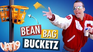 VERTICAL CORNHOLE  Bean Bag Bucketz Game [upl. by Aivle]