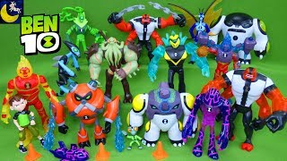 LOTS of Ben 10 Toys Figures Power Up Heat Blast Four Arms Omni Enhanced Cannonbolt Vilgax Aliens Toy [upl. by Anailuig]