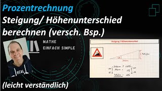 Steigung und Höhenunterschied berechnen  Prozentrechnung  leicht und verständlich [upl. by Nevet]