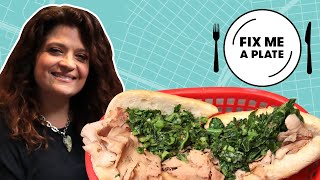 Alex Guarnaschelli Tries the Famous Roast Pork Sandwich from DiNics  Fix Me a Plate  Food Network [upl. by Esirehs]