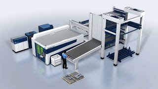 TRUMPF automation TruLaser 5030 fiber  Semiautomated und fully automated processing [upl. by Wallford74]