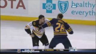 Milan Lucic vs Paul Gaustad Nov 23 2011  NESN feed [upl. by Demona790]