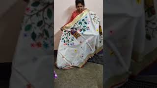 Fabric painting saree handpaintedsaree handcrafted indianfashion saree indiansaree [upl. by Aspasia659]