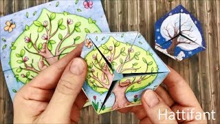 Hattifant  Four Seasons Kaleidocycle  Tutorial  with templates [upl. by Rett227]