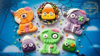 How to make Little ZOMBIE MONSTERS Cookie  with matching CANDY CORN for Halloween [upl. by Nosro708]