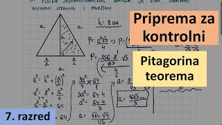 Pitagorina teorema  priprema za kontrolni Matematika za 7 razred [upl. by Ron]