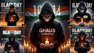 India Black Day Ai Photo Editing  14 Feb 2019  Bing Image Generator  Ghaus Editz [upl. by Valry756]