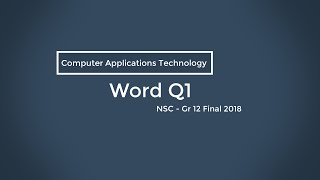 NSC CAT Nov 2018  Q1 Word [upl. by Anirdnaxela]