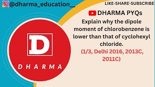 Explain why the dipole moment of chloro benzene is lower than that of cyclo hexyl chloride [upl. by Ailatan101]