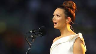 RickiLee Coulter stuns in a figurehugging as she sings the national anthem at the NRL grand final [upl. by Carmita35]