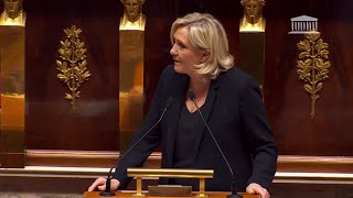 Discours de Marine Le Pen sur la motion de censure contre le gouvernement [upl. by Ellered]