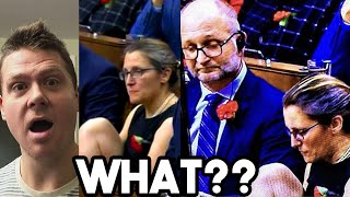 Chrystia Freeland Caught PICKING HER TOENAILS in the House of Commons [upl. by Suolkcin]