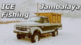 Classic Truck Hot Tent Camper Ice Fishing Firebox Stove Jambalaya amp Blizzard Camping with my Dog [upl. by Farris]