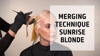 Sunrise Blonde Freehand Color Merging Technique  Lets Play Elumen Series  Goldwell Education Plus [upl. by Royd]