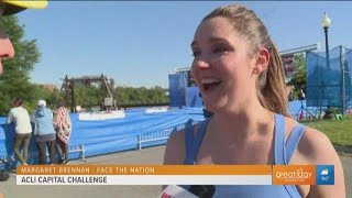 Face the Nation host and new mom Margaret Brennan finishes ACLI 5K with a smile [upl. by Rebma855]