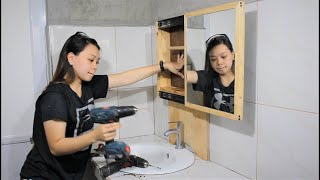 DIY Bathroom Mirror with Shelf using Wood Pallet  DA Santos [upl. by Bohlen]