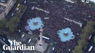 ProPalestine protest thousands rally in Londons Trafalgar Square [upl. by Anileme]