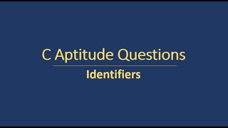 C Aptitude Questions  Series 1 [upl. by Aggarwal]