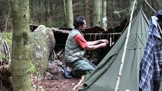 4 Days Bushcraft in the Forest with a Canvas Tent and a Wool Blanket Documentary [upl. by Girhiny]