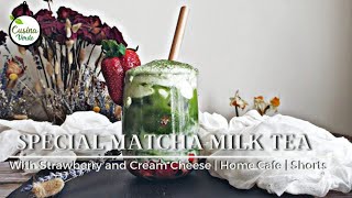 Matcha Strawberry Boba Latte with Cream Cheese  How to Make Matcha Milk Tea at Home Shorts [upl. by Stead]