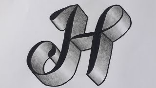 3d Drawing Letter H on Paper  How To Write Easy Art For Beginners With Marker And Pencil [upl. by Sheeb]