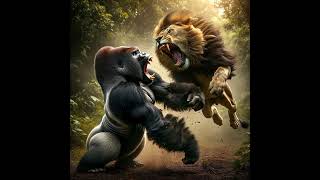 Gorilla Vs Lion Part 4 Fight Continues animals gorrilla kingkong lion lionfight [upl. by Geralda]