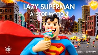 Super Man aka Lazy Superman  Incredible AI STOP MOTION animation by minimax [upl. by Keppel]