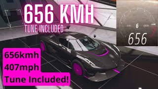 Forza Horizon 5  400MPH 600KMH Koenigsegg Jesko top speed record 𝟲𝟱𝟲𝗞𝗠𝗛  𝟰𝟬𝟳𝗠𝗣𝗛 Tune Included [upl. by Dudden691]