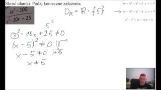 Ułamki algebraiczne Skróć ułamek Podaj konieczne założenia 1 [upl. by Annie]