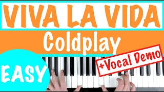 How to play VIVA LA VIDA  Coldplay Slow Easy Piano Tutorial [upl. by Calva95]