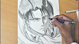 How to Draw LEVI ACKERMAN Easy  Attack on Titan Season 4進撃の巨人 [upl. by Ahsiekahs]