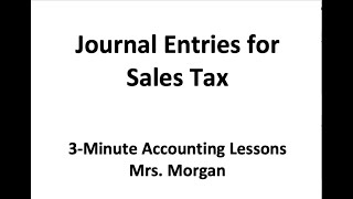 Journal Entries for Sales Tax Transaction [upl. by Vinn]