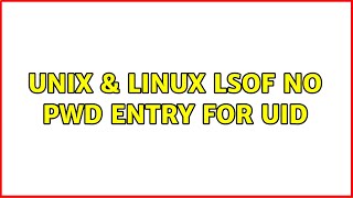 Unix amp Linux lsof no pwd entry for UID [upl. by Brigg]