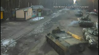 Raw Video  Russian tanks seen entering Ukraine [upl. by Ahtekal]