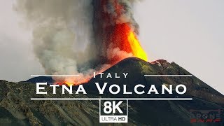 Etna Volcano  Sicily Italy 🇮🇹  by drone in 8K UHD [upl. by Nilyaj361]