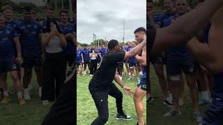 UFC world champion Jon Jones teaches fighting moves to Canterbury Bulldogs [upl. by Golden592]