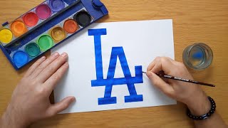 How to draw the Los Angeles Dodgers logo  MLB [upl. by Base1]