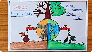 World Water Day Drawing  World Water Day Poster  Save Water Save Life Poster  Save Water Drawing [upl. by Anavi]