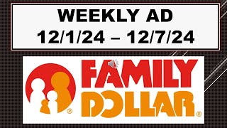 FAMILY DOLLAR WEEKLY AD 12124  12724 [upl. by Atselec]