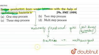 Biogas production from waste biomass with the help of methanogenic bacteria is  12  BIOENERGY [upl. by Zingg67]