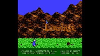 Lemmings NES full playthrough [upl. by Ralfston]